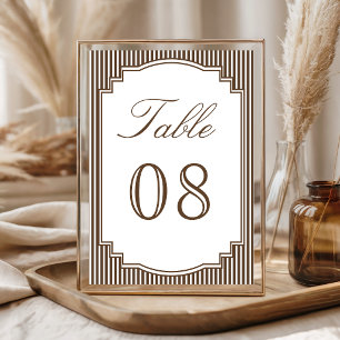 Numéro De Table Mariage rayé brun chocolat classique