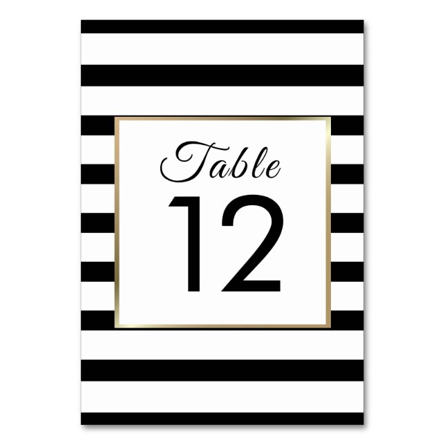 Numéro De Table Mariage Rayure Classique  | Faux Or Feuille (Par défaut)
