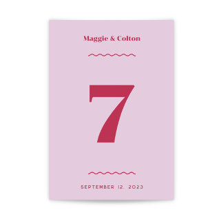 Numéro de table Mariage rétro