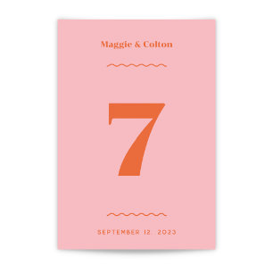 Numéro de table Mariage rétro