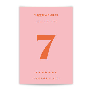 Numéro de table Mariage rétro