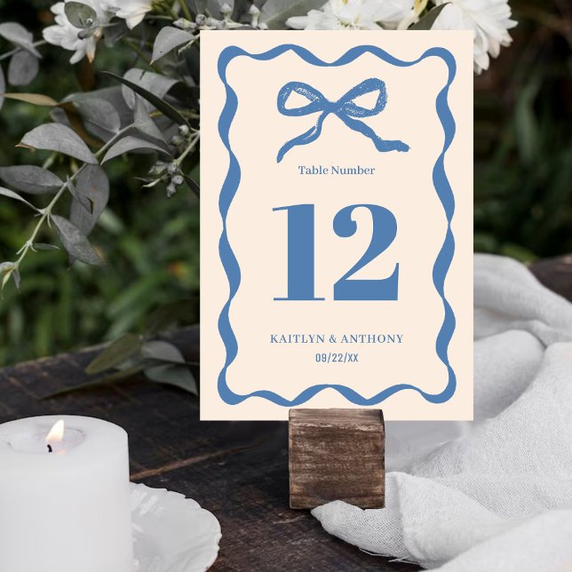 Numéro De Table Mariage rétro Coquette Bow (Créateur téléchargé)