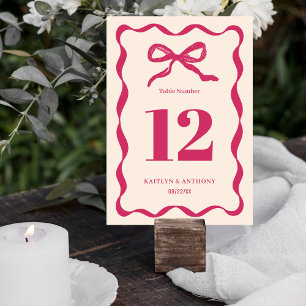 Numéro De Table Mariage rétro Coquette Bow