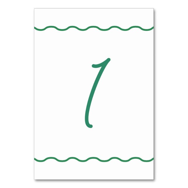 Numéro De Table Mariage rétro Green Wavy (Par défaut)