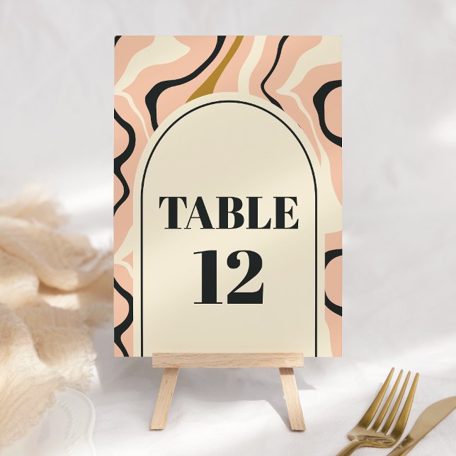 Numéro De Table Mariage Rétro Tourbillon Arche Rose Noir Or Crème (Créateur téléchargé)