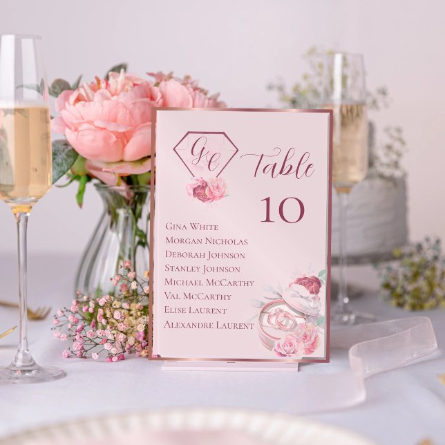 Numéro De Table Mariage rose Chic (Créateur téléchargé)