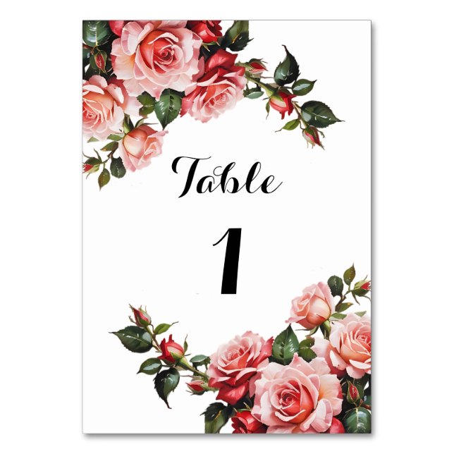 Numéro De Table Mariage rose et rouge foncé moody (Par défaut)