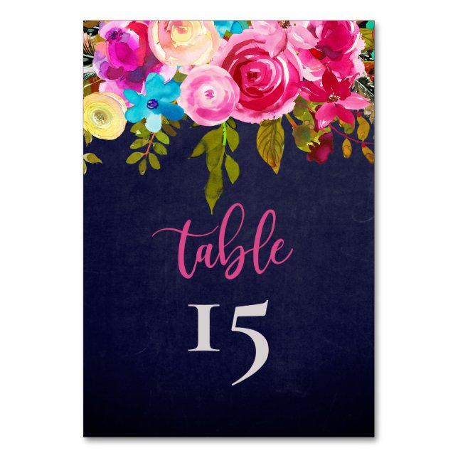Numéro De Table Mariage rose floral Numéros de tableau double face (Par défaut)