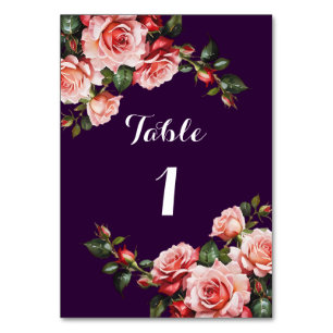 Numéro De Table Mariage rose foncé et rose rouge rose et rose viol