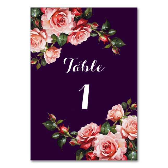 Numéro De Table Mariage rose foncé et rose rouge rose et rose viol (Par défaut)