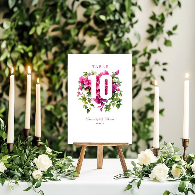 Numéro De Table Mariage Rose Magenta Wild (Créateur téléchargé)