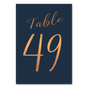 Numéro De Table Mariage rose or cuivre parties scintillant marine