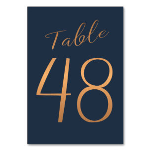 Numéro De Table Mariage rose or cuivre parties scintillant marine