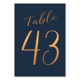 Numéro De Table Mariage rose or cuivre parties scintillant marine
