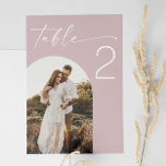 Numéro De Table Mariage rose pâle | Élégant Rose doux photo Arch<br><div class="desc">Ajoutez une touche douce et romantique à votre décor mariage avec cette carte de numéro de table rose vif. Conçu avec un texte élégant et une section photo personnalisable en forme d'arc, ce design minimaliste rose doux est parfait pour les couples qui planifient un mariage moderne, boho ou printemps à...</div>