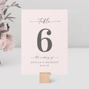 Numéro De Table Mariage rose pâle en poudre couleur simple