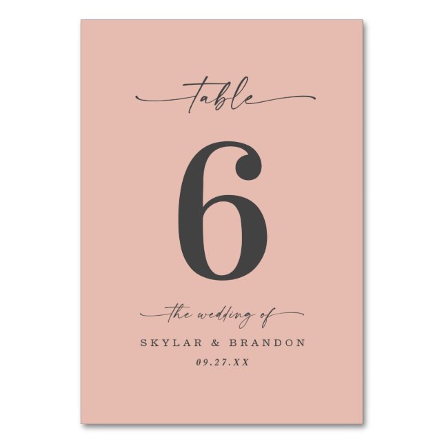 Numéro De Table Mariage rose pâle transparent couleur solide simpl (Par défaut)