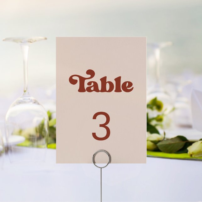 Numéro De Table Mariage rose pêche rétro élégant (Créateur téléchargé)