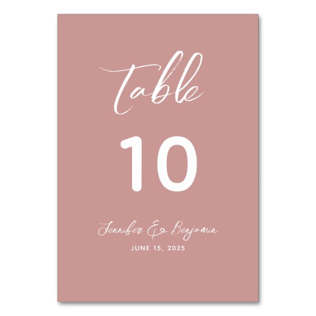 Numéro De Table Mariage Rose Poussiéreux  (Par défaut)