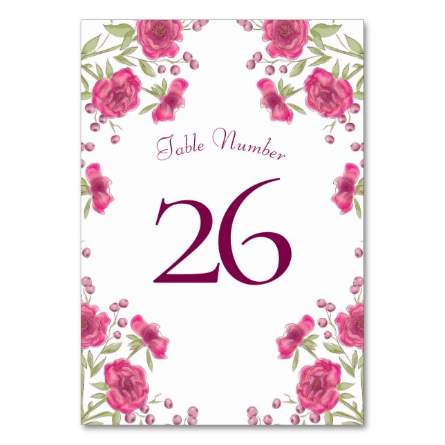 Numéro De Table Mariage Rose Rose Clair (Dos)