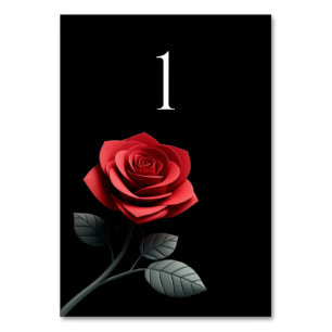 Numéro de table mariage - Rose rouge simple -