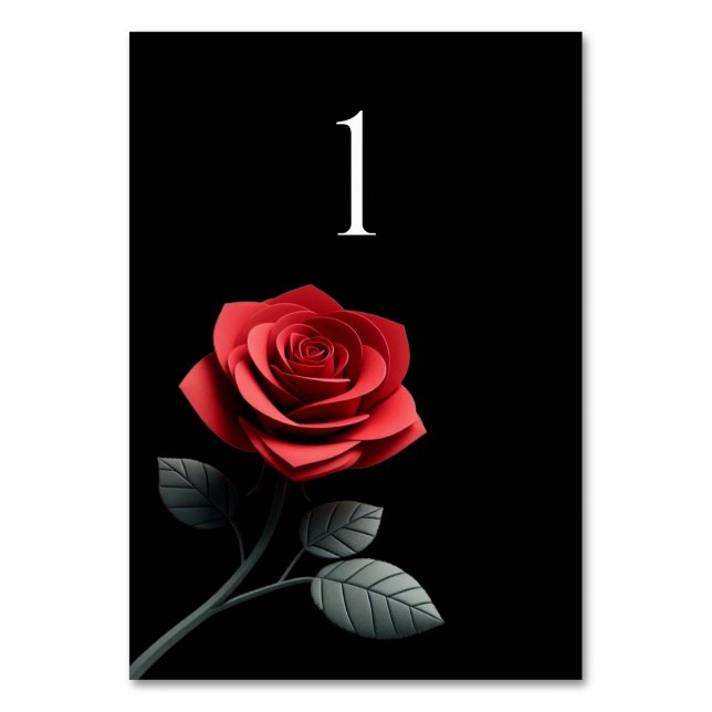 Numéro de table mariage - Rose rouge simple - (Par défaut)