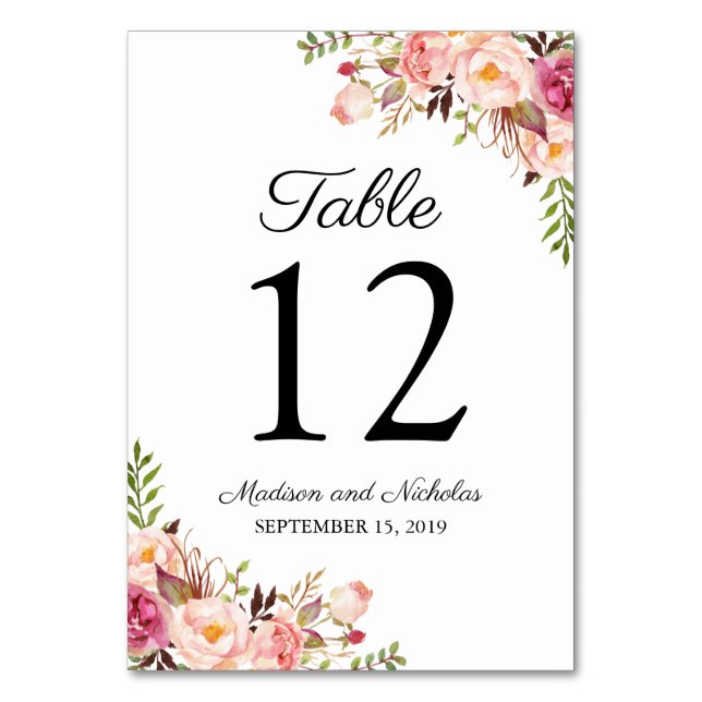 Numéro De Table Mariage rose rustique (Par défaut)