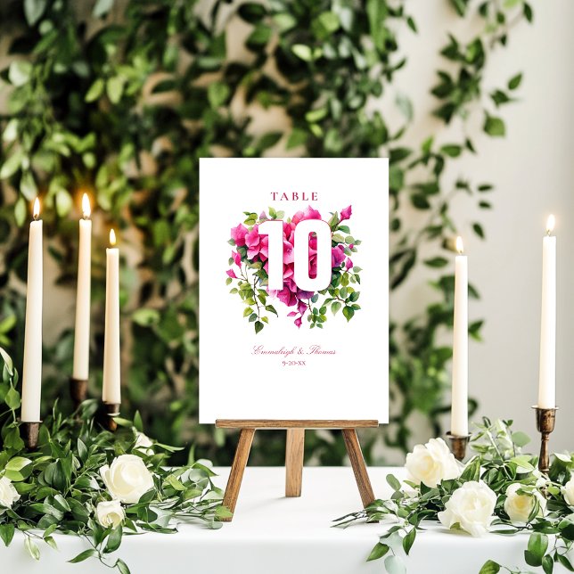 Numéro De Table Mariage Rose Sauvage Magenta  (Créateur téléchargé)