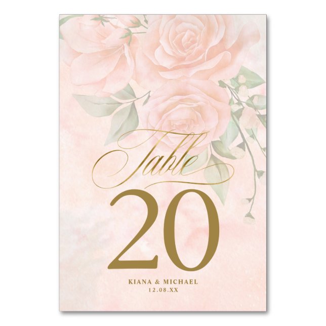 Numéro De Table Mariage Rose souple ID828 (Par défaut)