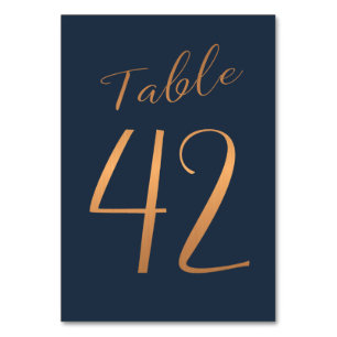 Numéro De Table Mariage rosegold parties scintillant marine élégan