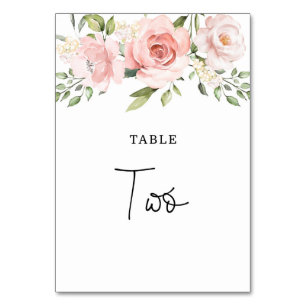 Numéro De Table Mariage roses blush florales