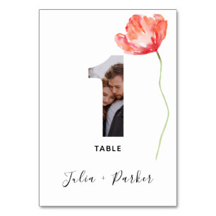 Numéro De Table Mariage rouge de Poppy moderne
