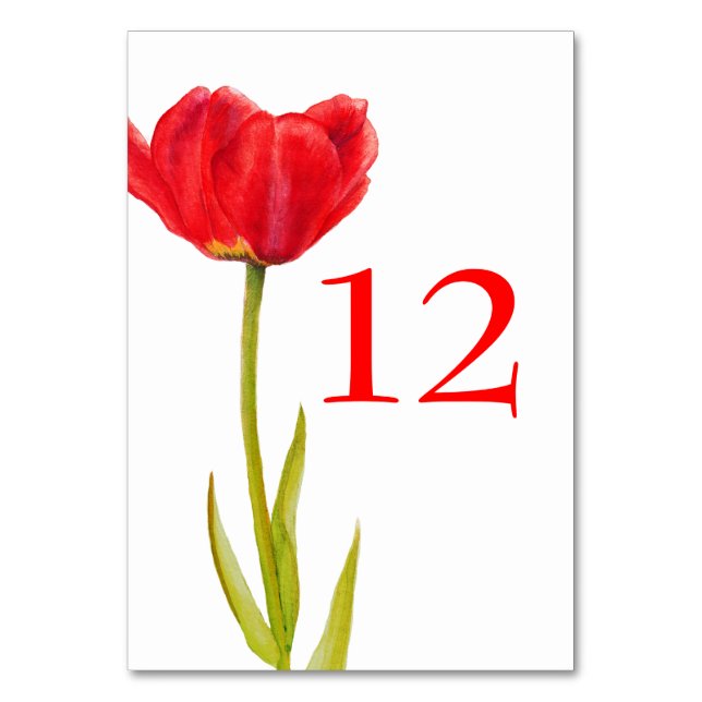 Numéro De Table Mariage rouge fleur de tulipe nombres de table bla (Dos)