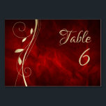 Numéro De Table Mariage rouge profond à feuille d'or Numéro de tab<br><div class="desc">Cette carte de numéro de table mariage en dégradé rouge profond et or correspond aux invitations de mariage et autres produits dans notre magasin avec le même nom. Les deux côtés ont le même design et le même arrière - plan. * Veuillez noter que vous devez customiser et commander chaque...</div>