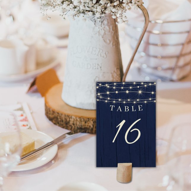 Numéro De Table Mariage Rustic Navy Blue String (Créateur téléchargé)