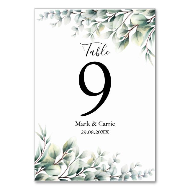 Numéro De Table Mariage Rustique avec Verdure d'Eucalyptus (Par défaut)