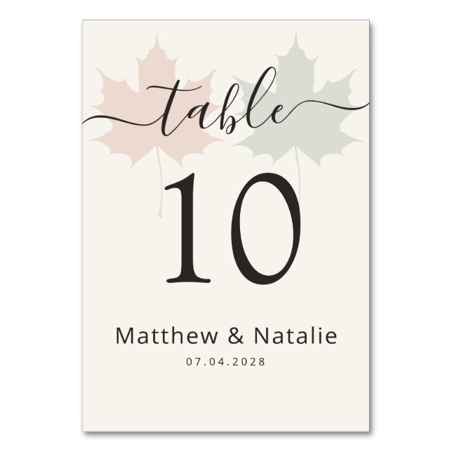 Numéro De Table Mariage rustique boho Terracotta Sage Feuille d'ér (Par défaut)