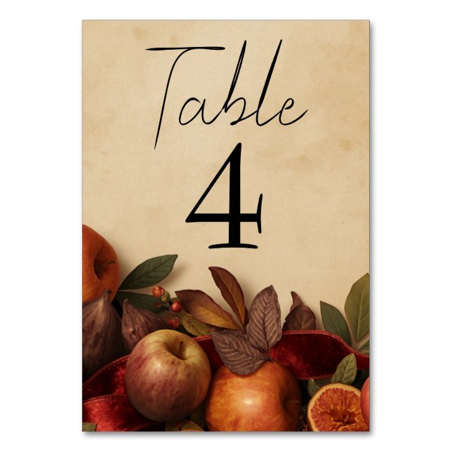 Numéro De Table Mariage rustique d'automne avec pommes et figues (Par défaut)