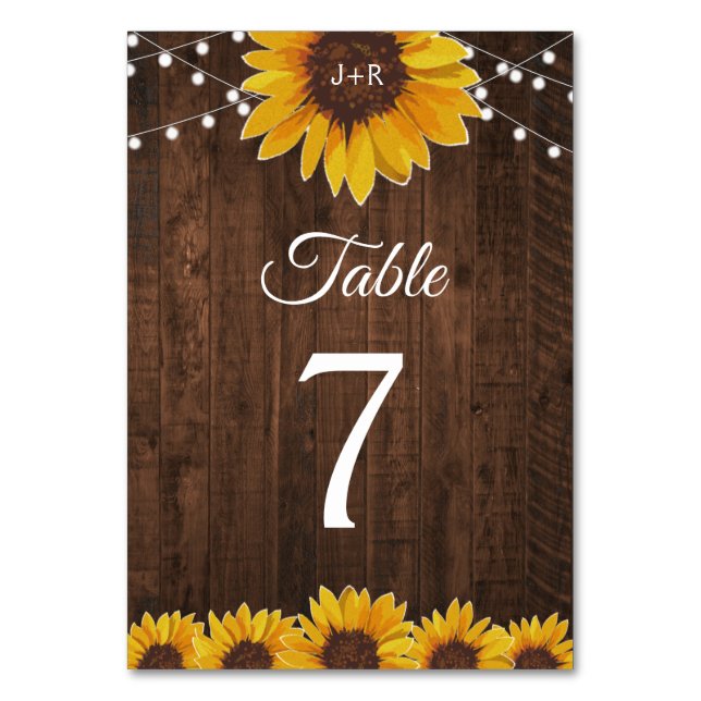 Numéro De Table Mariage Rustique de chaîne de tournesol (Par défaut)