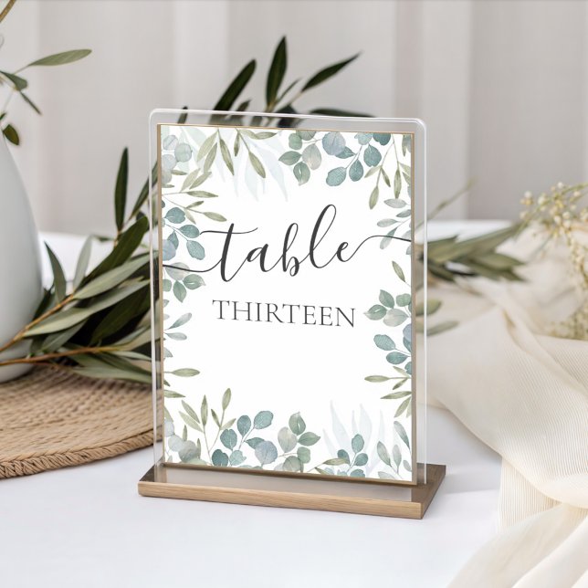 Numéro De Table Mariage Rustique Eucalyptus Vert Sauge  (Créateur téléchargé)