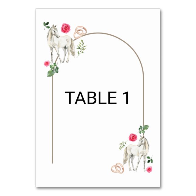 Numéro De Table Mariage rustique floral rose equestre (Par défaut)