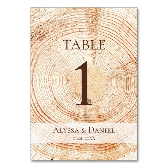 Numéro De Table Mariage rustique Fond à grain de bois personnalisé (Par défaut)