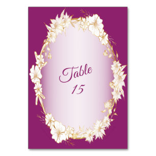 Numéro De Table Mariage Rustique Géométrique Rose Floral Blanc Dor