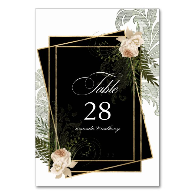 Numéro De Table Mariage rustique polygonal floral ivoire (Par défaut)