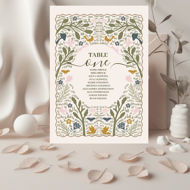 Numéro De Table Mariage Rustique Vert Fougère de la Forêt (Créateur téléchargé)