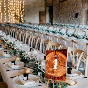 Numéro De Table Mariage Rustique Vintage Tranche d'Arbre en Bois P