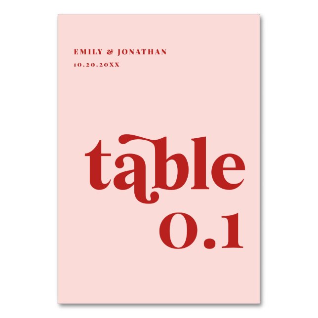 Numéro De Table Mariage Saint-Valentin Rouge et Rose (Par défaut)