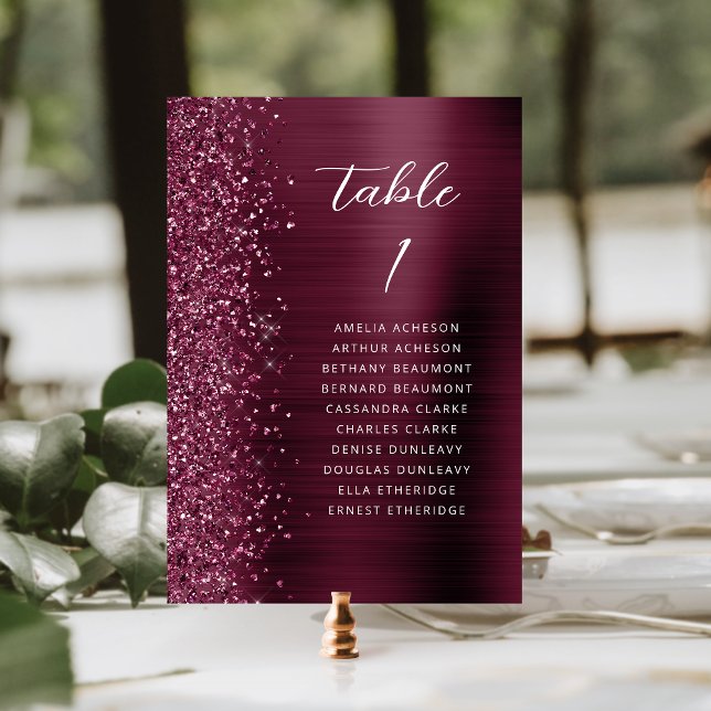 Numéro De Table Mariage Script Métallisé Paillettes Glamour Bourgo (Créateur téléchargé)