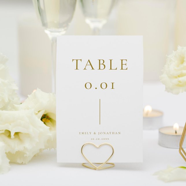 Numéro De Table Mariage simple Champagne blanc et or (Créateur téléchargé)