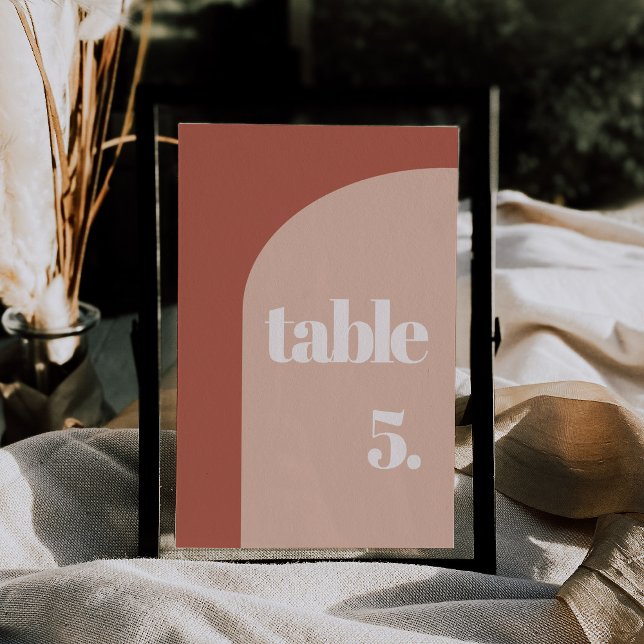 Numéro De Table Mariage simple chic en terre cuite (Créateur téléchargé)